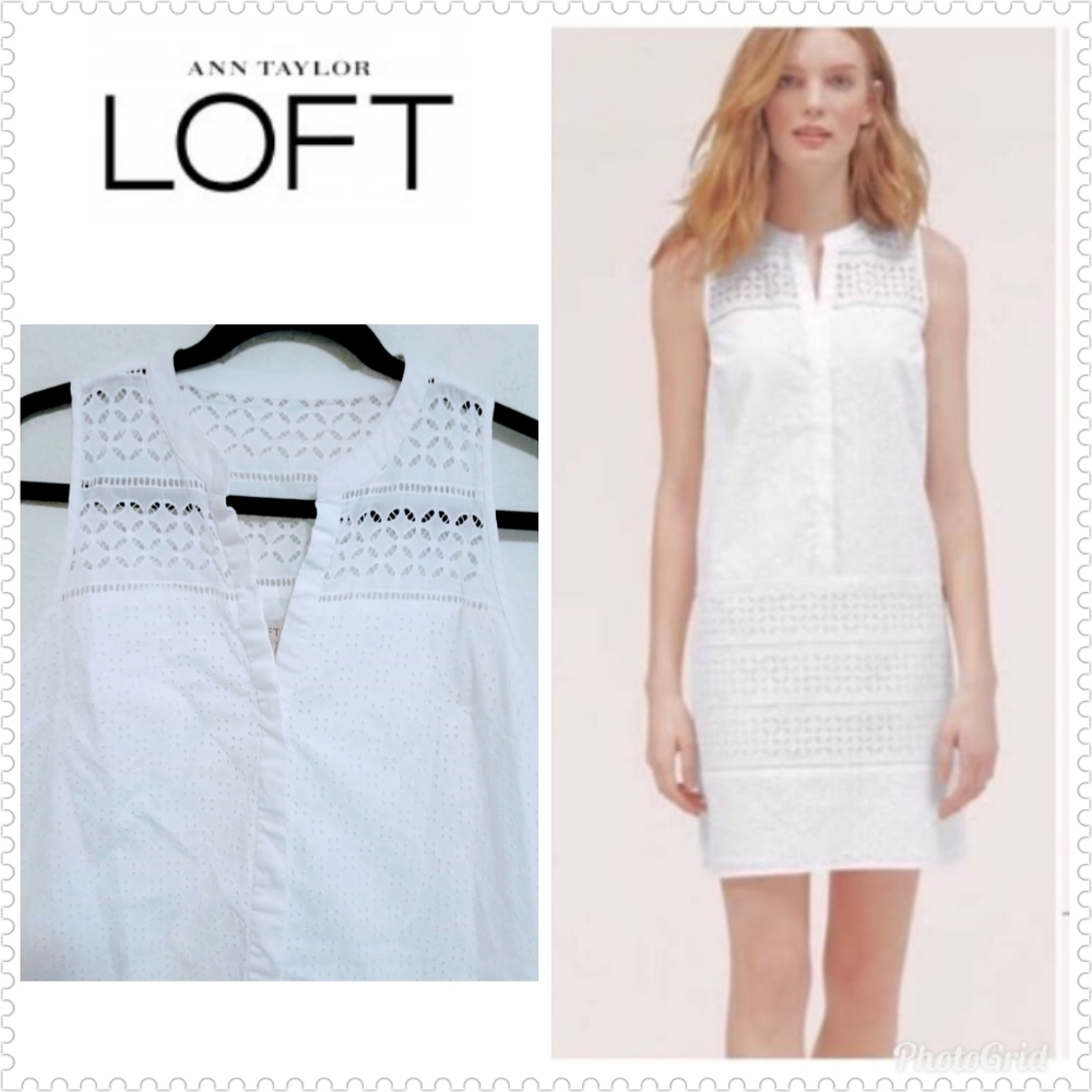 LOFT White Sleeveless Mini Dress